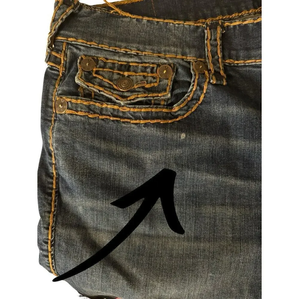 True Religion Geno Super T Jeans 40 x 33 Copper Stitching Relaxed Y2K Vintage